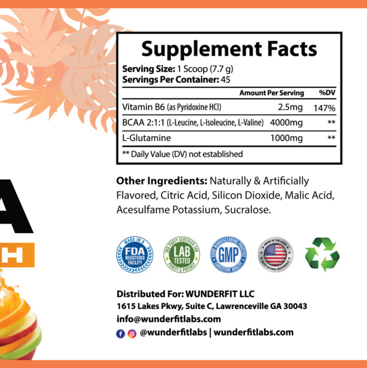 BCAA, Powder, 45 Servings