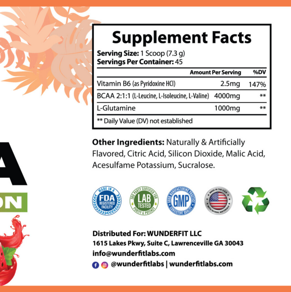 BCAA, Powder, 45 Servings