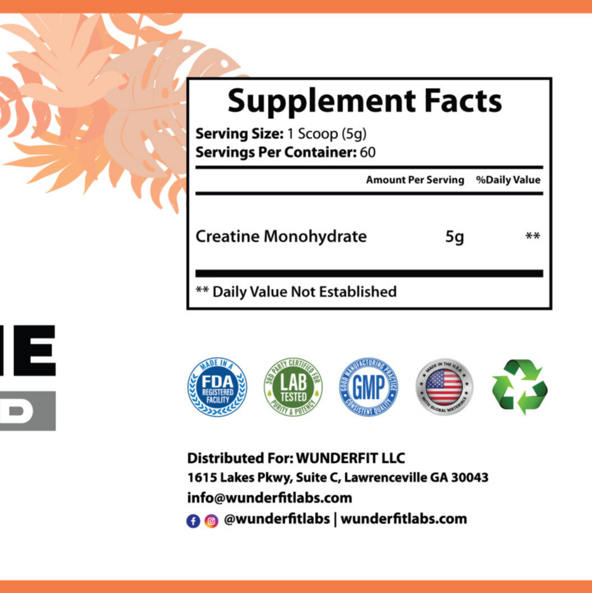 Creatine Monohydrate, Powder, 60 Servings