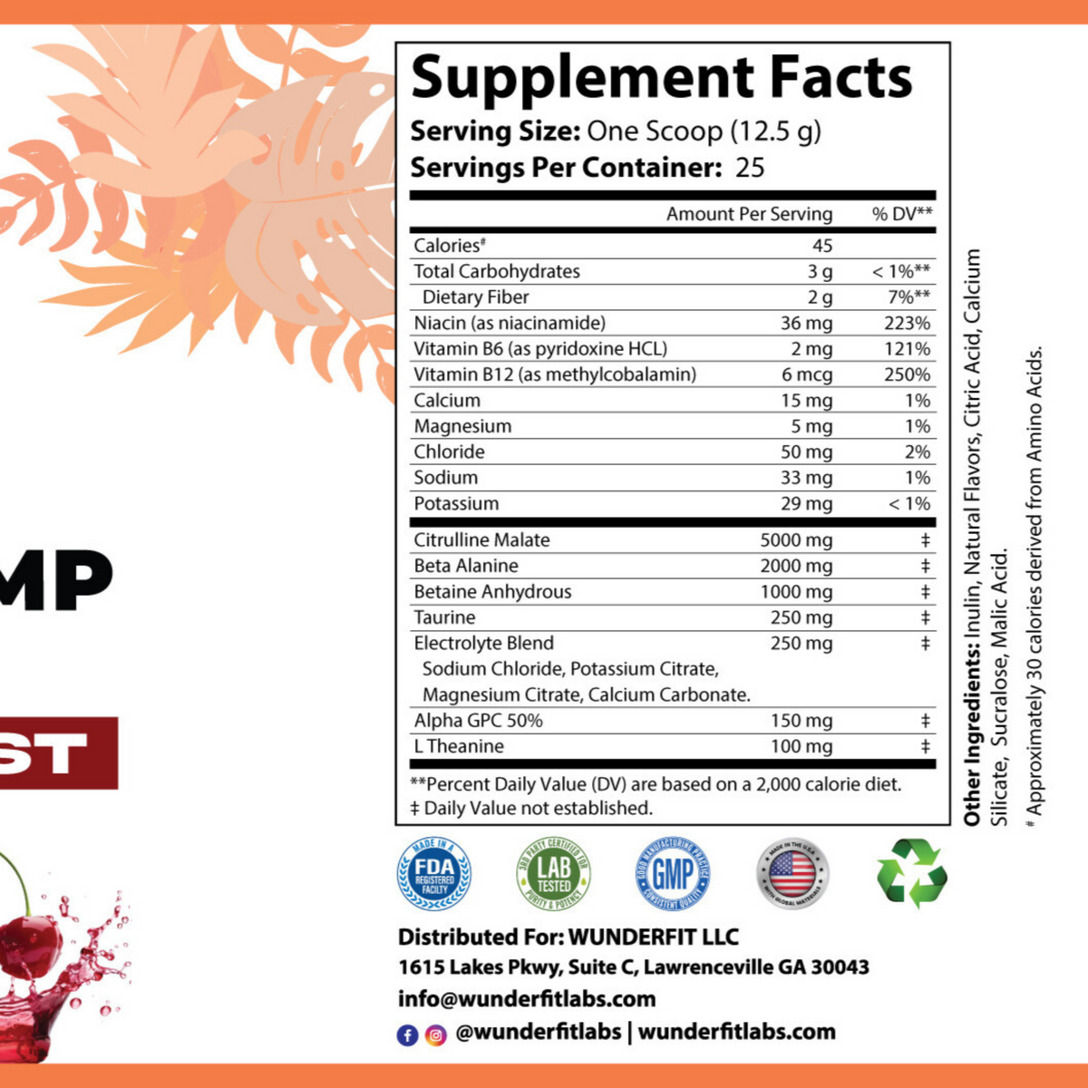 WunderPump Stim-Free, Powder, 25 Servings