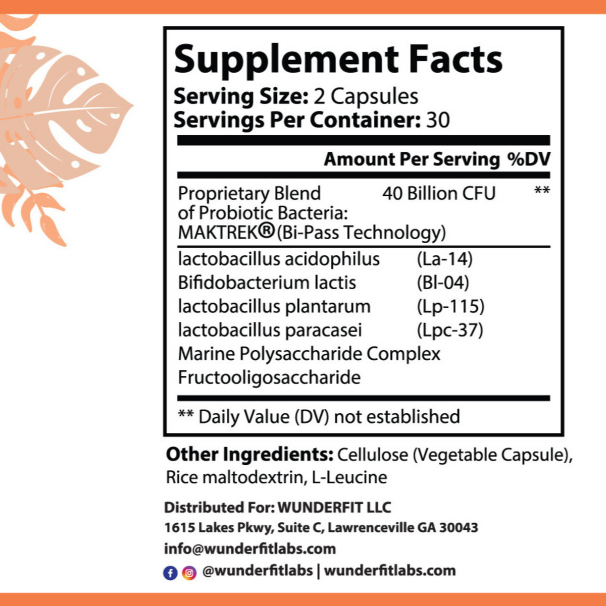 Probiotic-40 Billion CFU, Capsules, 30 Servings