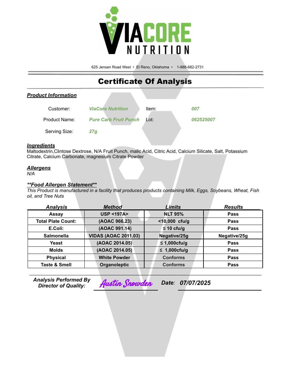 Page 1 preview of ROC017 certificate of analysis