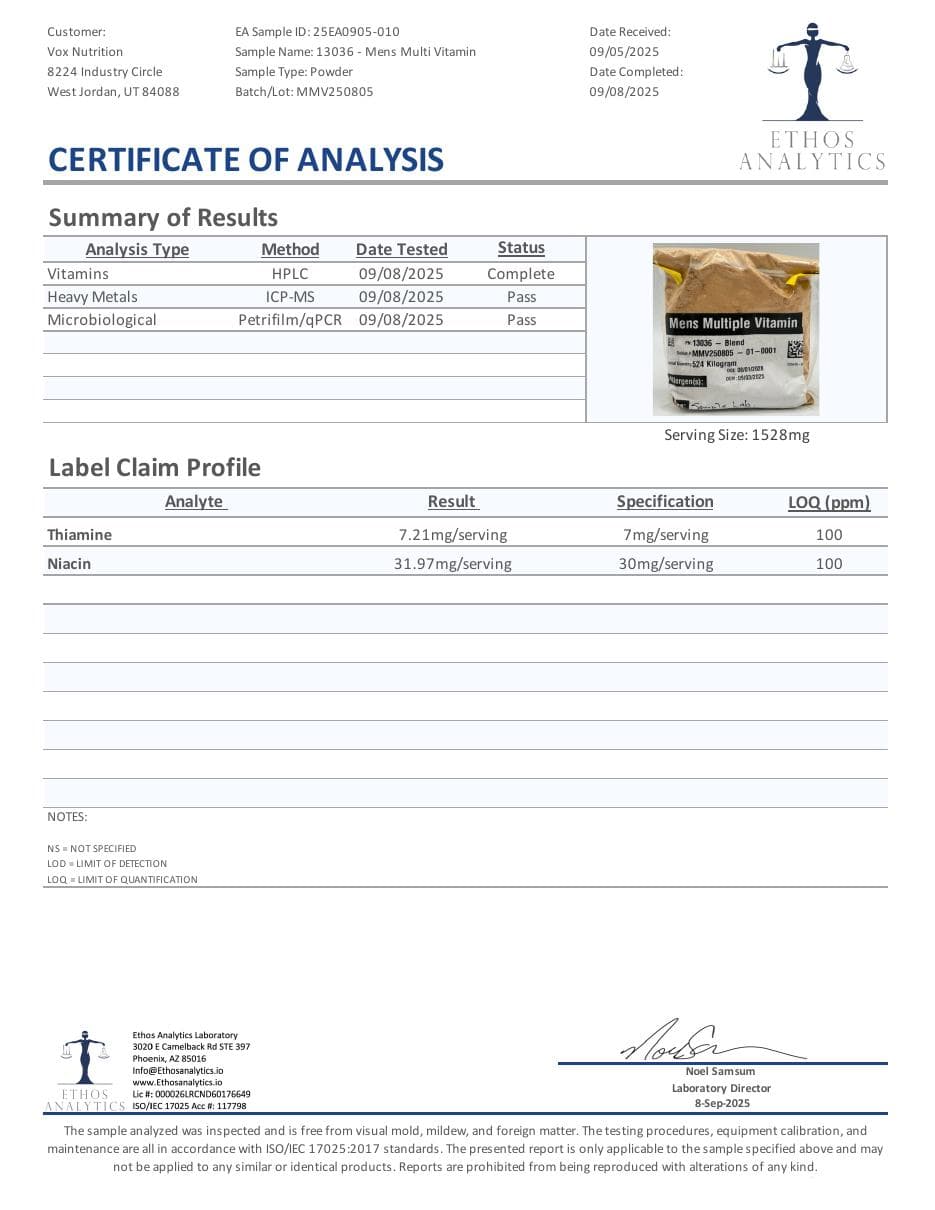 Page 1 preview of ROC507 certificate of analysis