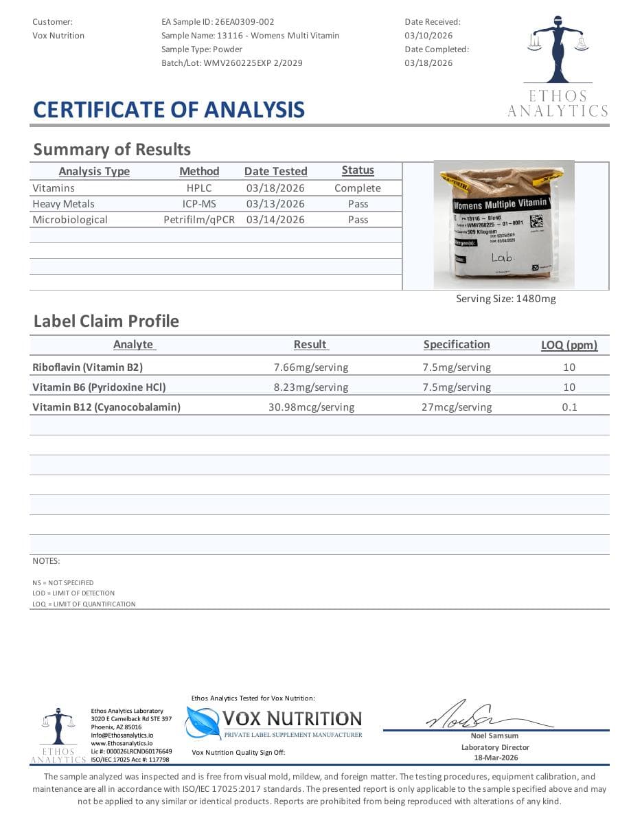 Page 1 preview of ROC507W certificate of analysis