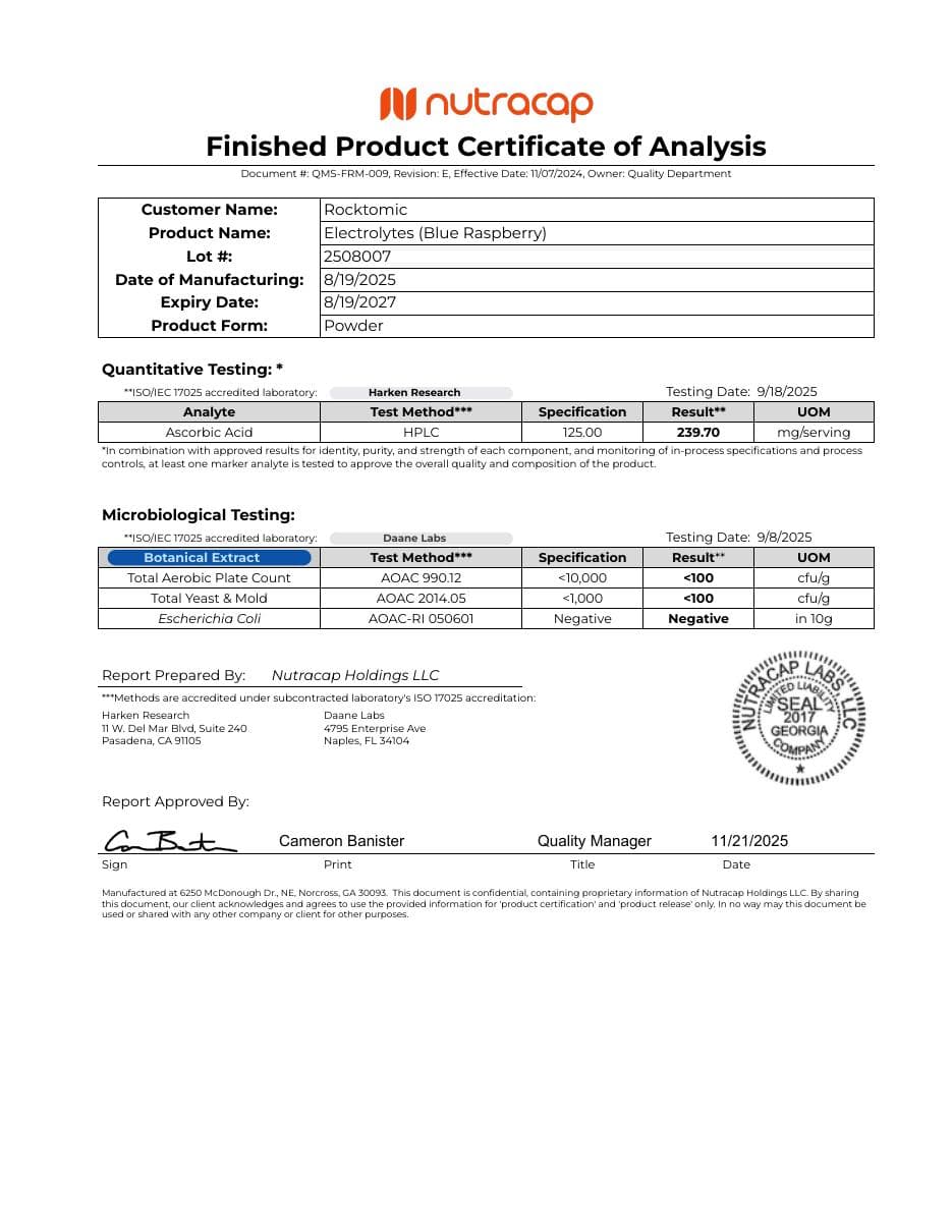 Page 1 preview of ROC617 certificate of analysis