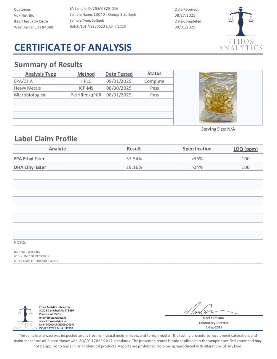 Page 1 preview of ROC814 certificate of analysis