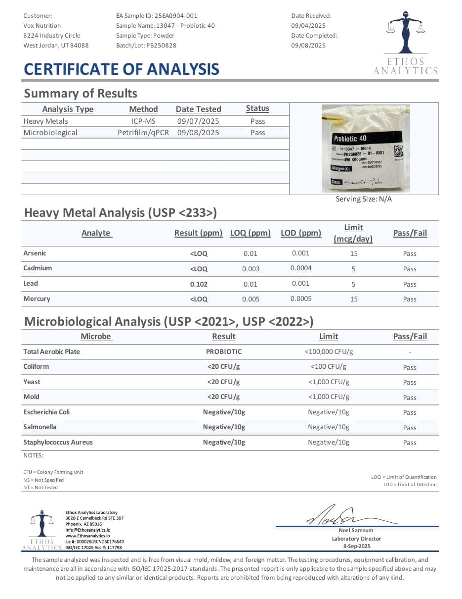 Page 1 preview of ROC816 certificate of analysis